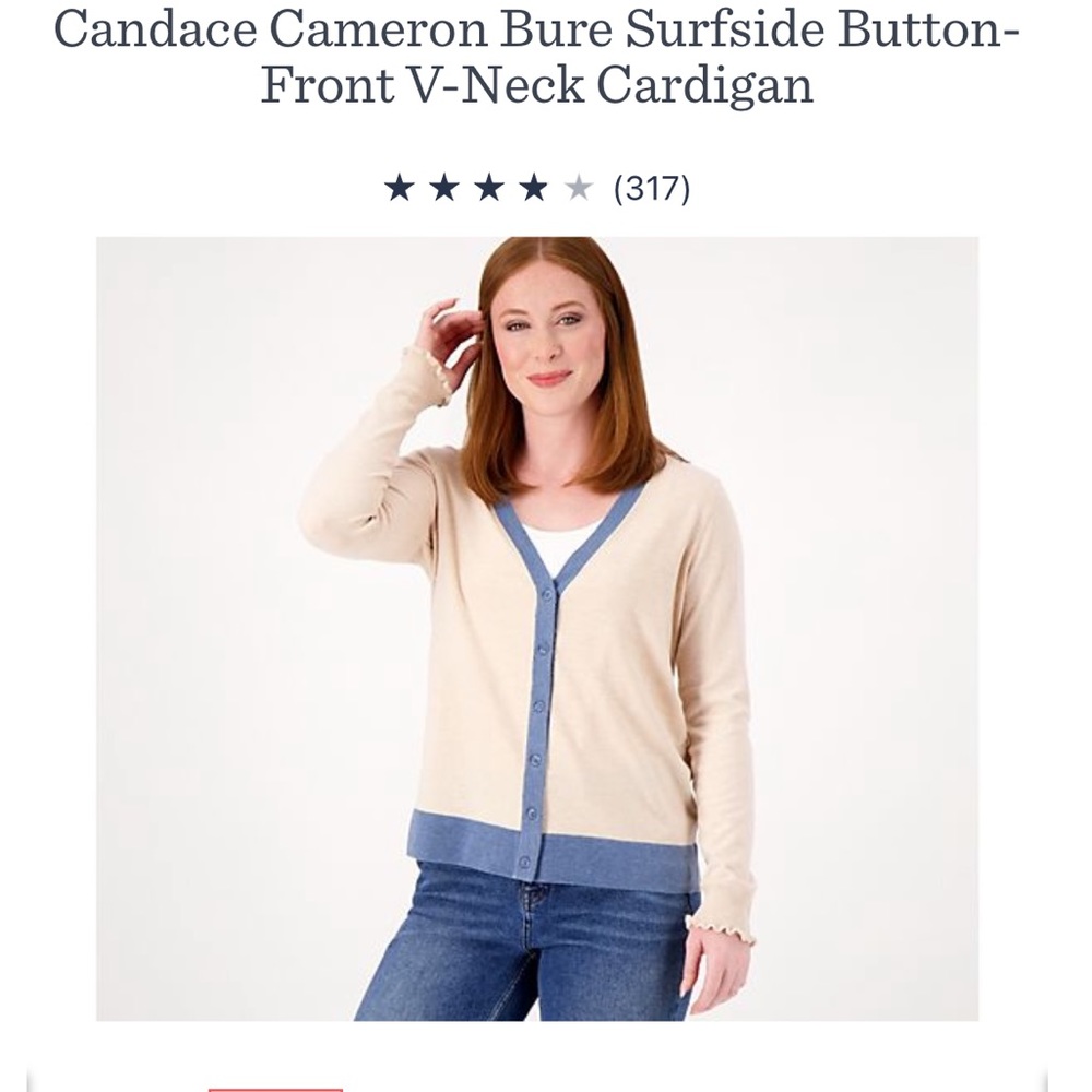 Candace Cameron Bure Surfside Button-Front V-Neck Cardigan szXL